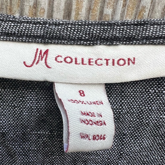 JM COLLECTION Lagenlook Embroidered Gray Linen V Neck Tunic Top Women’s 8 - Picture 8 of 9